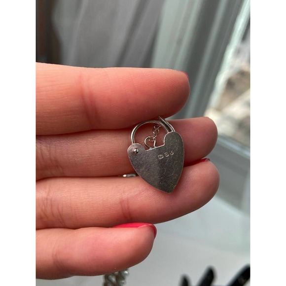 Vintage Sterling Silver Heart Clasp Lock Padlock Charm Bracelet LOCKET - Picture 5 of 9